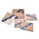 Handmade Prussian Blue Epoxy River and Acacia Wood Set of 4 Decorative Table Coasters with Cover